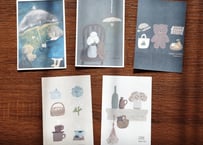 post card set " 夜とあじさい"