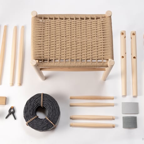 Paper cord Stool KIT - Charcoal gray