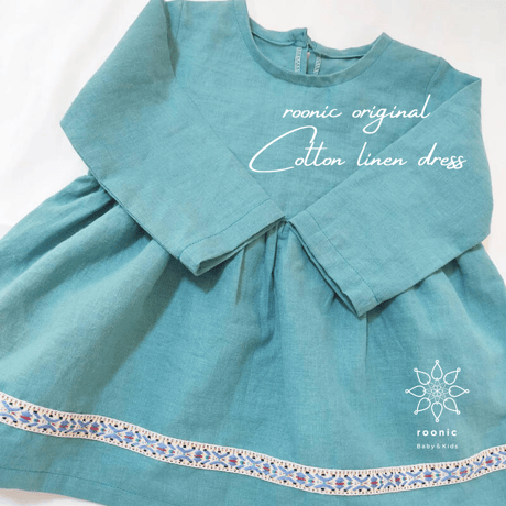 即納【roonic original】Cotton linen dress/くすみグリーンコットンリネンワンピース❁