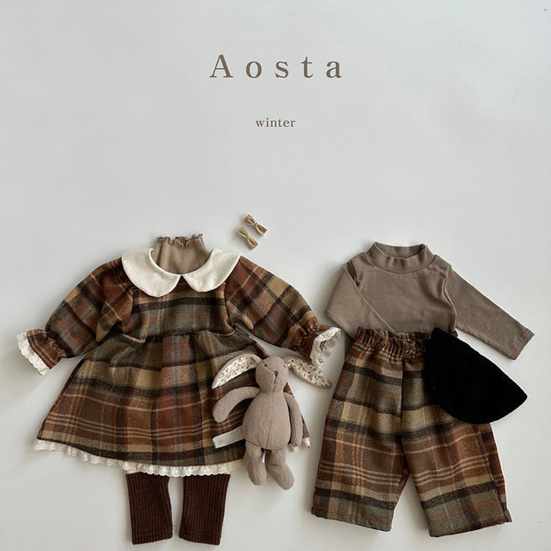 予約【AOSTA】wool check dress / ウール チェック ワンピース | ro