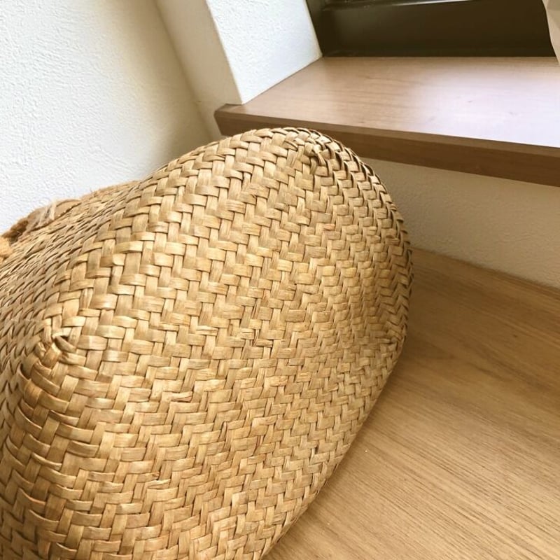 新品未使用 かごバッグ バスケット シーグラス 水草 アジアン タイ ブラウン ELEMENTS バスケット かご 収納 ハンドル付き ブラック シーグラス製