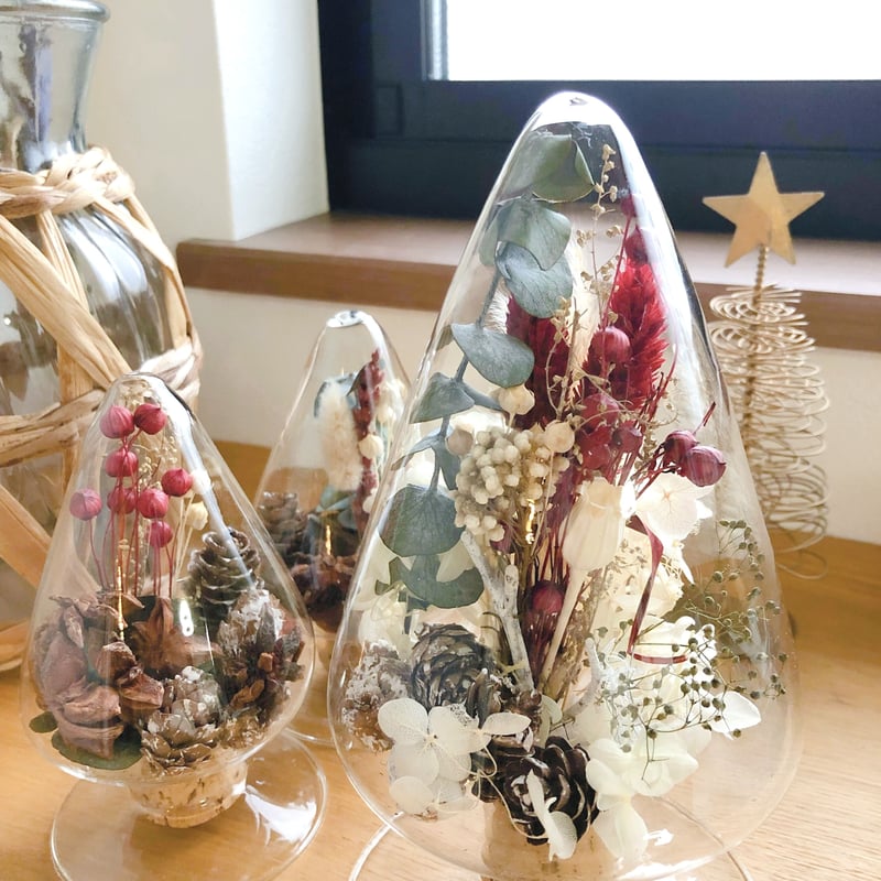 ボトルフラワー クリスマス ちいさく カラフル系 2本 デイジー 千日紅 