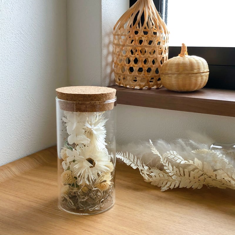 白のナチュラル ドライフラワーボトル | fores.