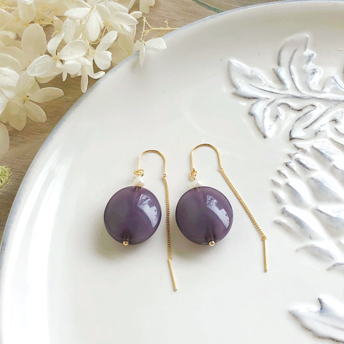 フルーツカラーのK16GPチェーンピアス グレープパープル | fores 