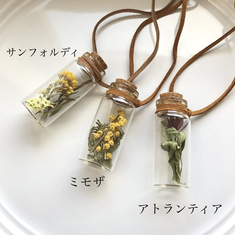 ドライフラワーの革ひもネックレス | fores.