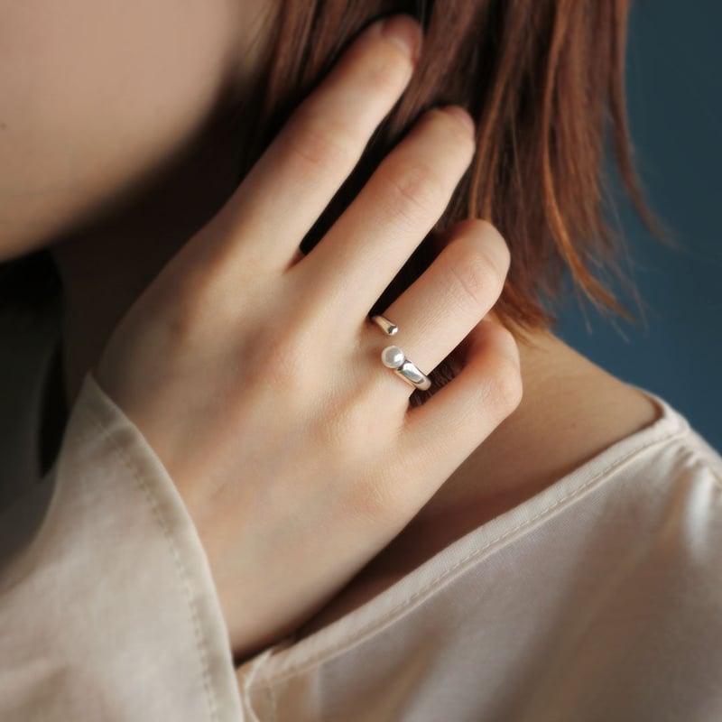 4℃ シルバー リング パール アシンメトリー フォークリング フリーサイズ パールフォークリング シルバー925 | MAYUZUMI JEWELRY