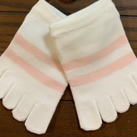 子供用五本指靴下つむぎ(ピンクボーダー)