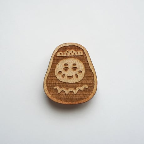 木製ブローチ【三原だるま】