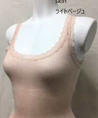 新色入荷【MORETTA】№5760シルクウール リブ編みレース付きタンクトップ