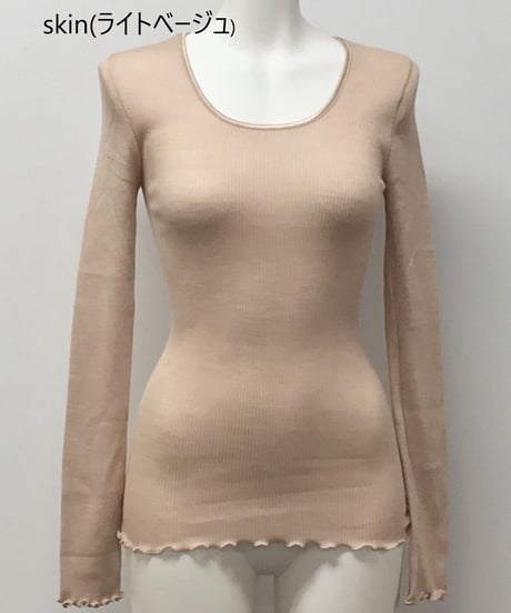 新色入荷【MORETTA】№5309シルクウール リブ編み長袖インナー