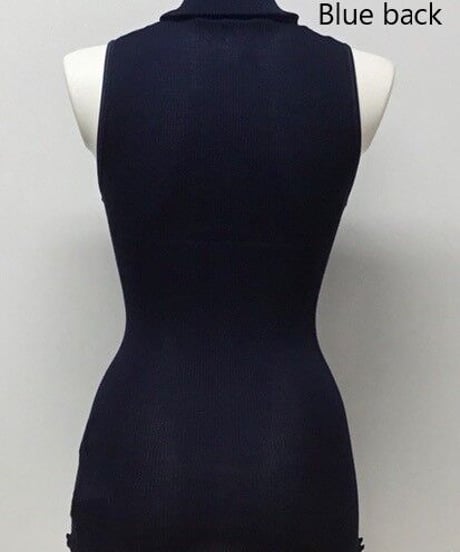 【MORETTA】№5379 シルクウール リブ編みタートルネックノースリーブ