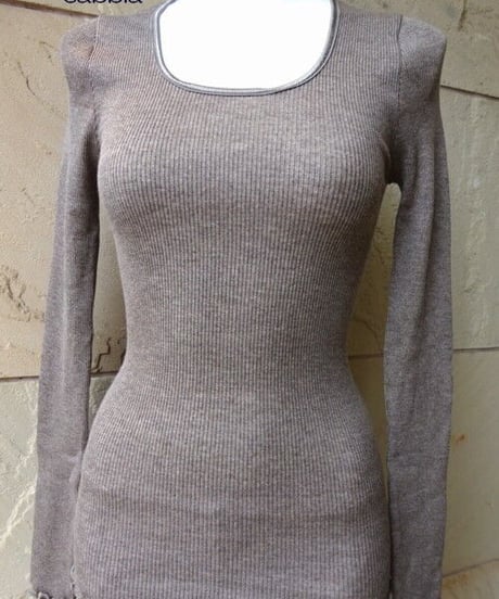 新色入荷【MORETTA】№5309シルクウール リブ編み長袖インナー