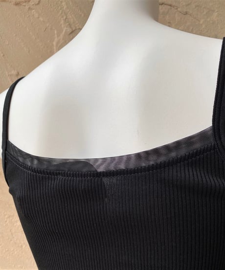 【MORETTA】№7742/1チュール付きFiloscozia®コットン100％リブキャミソール