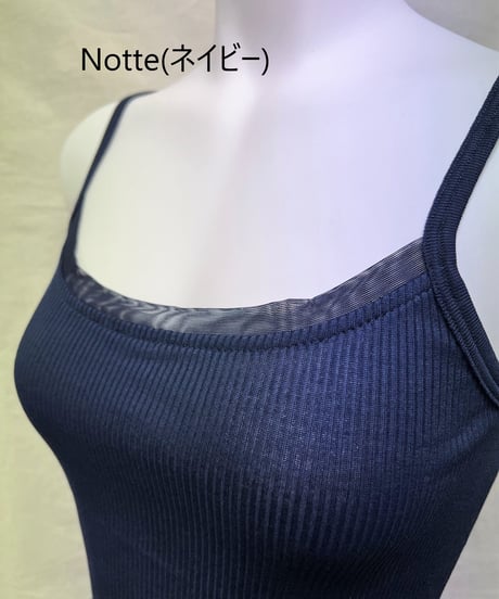【MORETTA】№7742/1チュール付きFiloscozia®コットン100％リブキャミソール