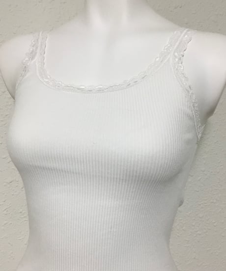 【MORETTA】№7755/2レース付き コットン100％リブタンクトップ