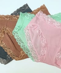 Mサイズ【ランジュ ド アッシュ】　ヒップハングコットン混紡ショーツ No3507
