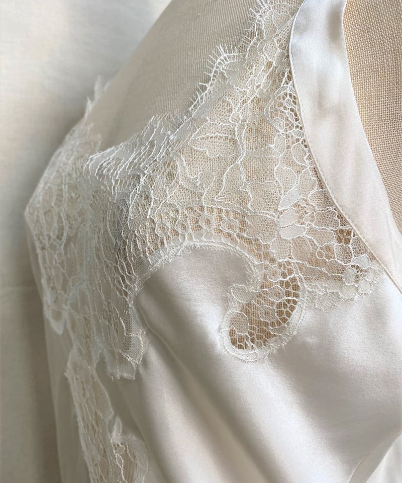 定価7万★イタリア製Lionellaシルク100レーススリップヴィンテージピンク SALE〖Marjolaine〗シルク100％フランス製レース付きスリップ