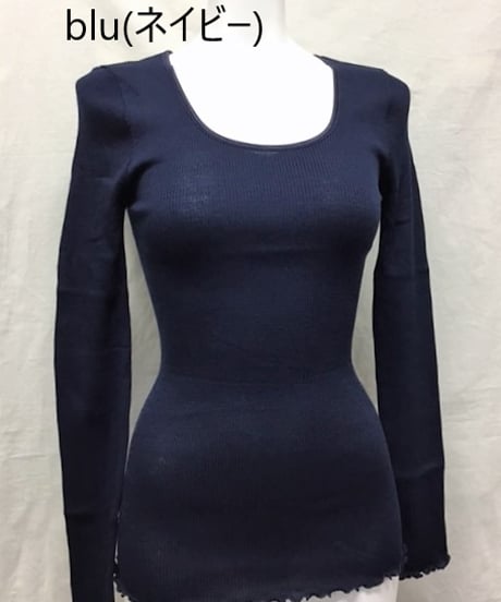 新色入荷【MORETTA】№5309シルクウール リブ編み長袖インナー