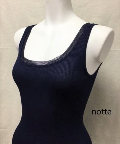 【MORETTA】№7742/3チュール付き Filoscozia®コットン100％リブタンクトップ