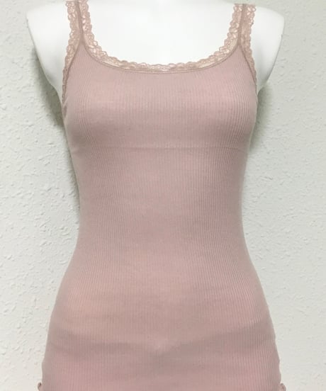 【MORETTA】№7755/2レース付き コットン100％リブタンクトップ