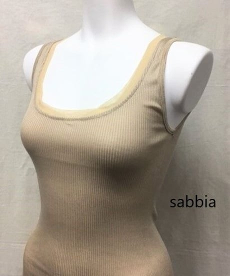 【MORETTA】№7742/3チュール付き Filoscozia®コットン100％リブタンクトップ