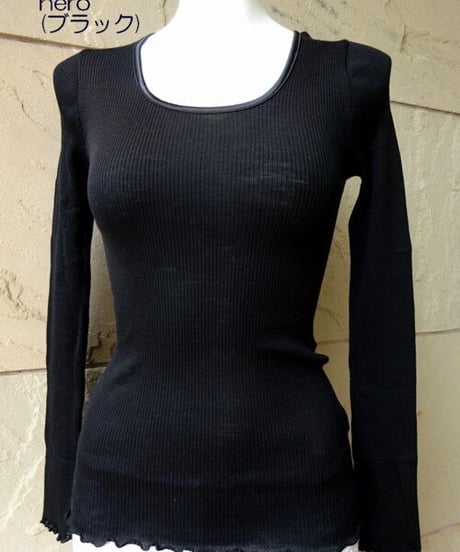 新色入荷【MORETTA】№5309シルクウール リブ編み長袖インナー