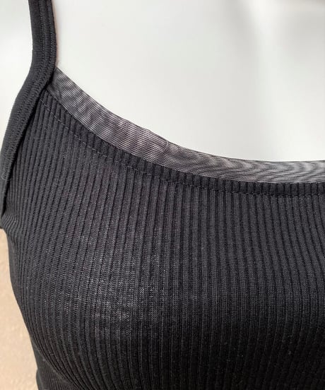 【MORETTA】№7742/1チュール付きFiloscozia®コットン100％リブキャミソール