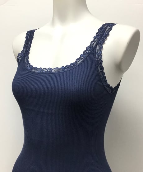 【MORETTA】№7755/2レース付き コットン100％リブタンクトップ