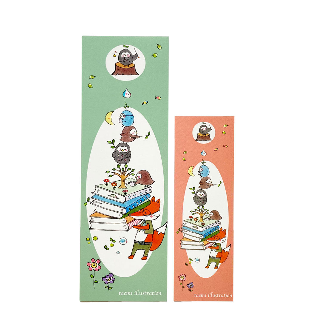 キツネの本屋さん 栞セット | taemi illustration