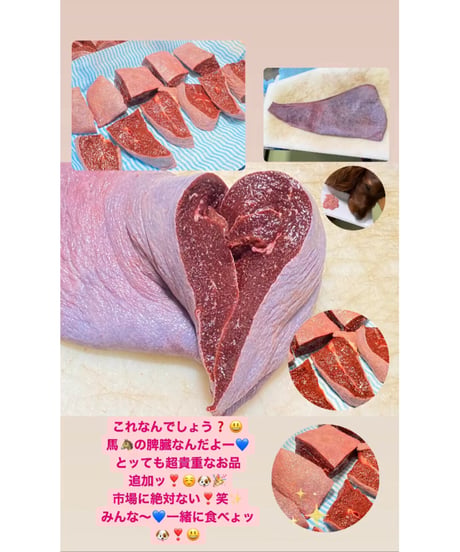 新型内臓🌟幻の馬の超新鮮な脾臓ひぞう🐴500グラム🐶😃生食用🌸内臓の栄養👏レジェンド内臓を小分けに致しました🌸とても使いやすくここまでされて激安🎉お楽しみください🐶👩🎉