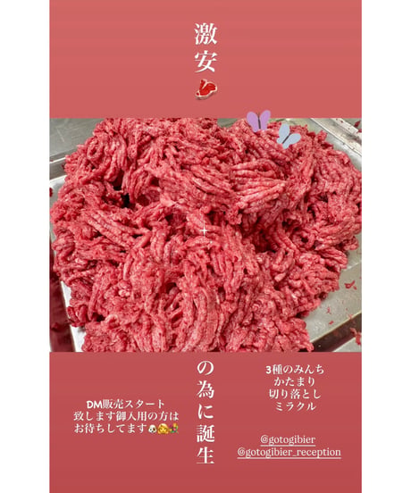 激安🎉プレゼント販売🎁イベントおひとり様おひとつで決済お願い致します🎉国産馬肉🐴ミラクルみんち🥩500g🐶😃気楽にお使いできます🎉毎日のごはんだからみんな大好き🐶👩🌸楽しみッ💐