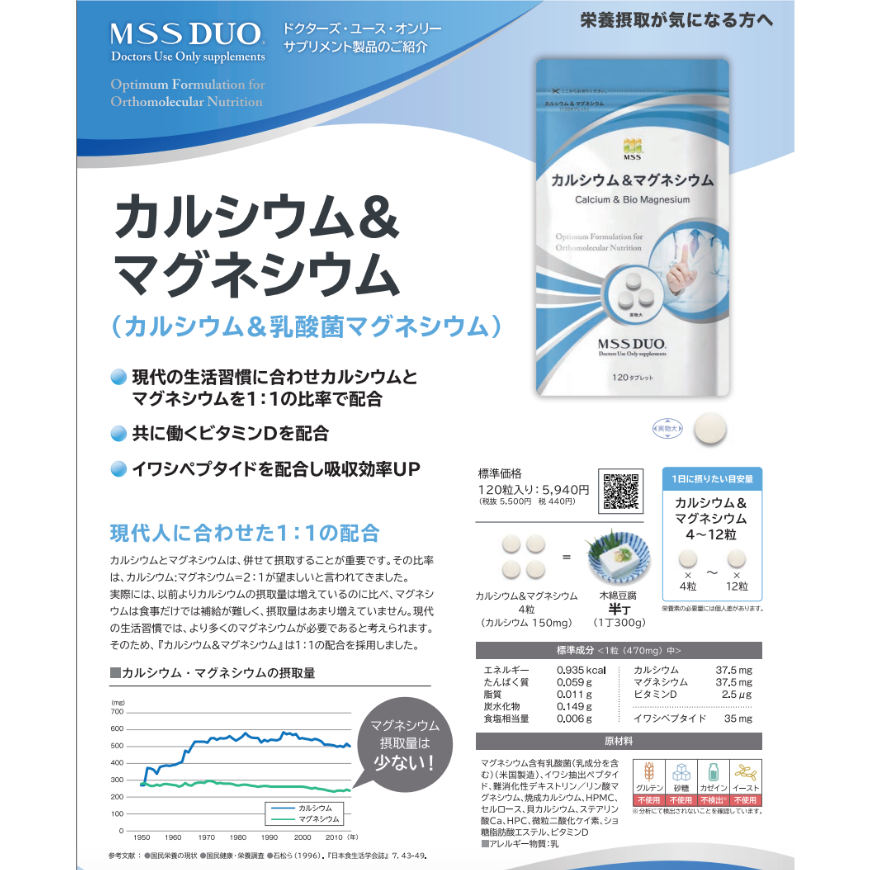 カルシウム＆マグネシウム（MSS） | TDC Beauty and Healthcare