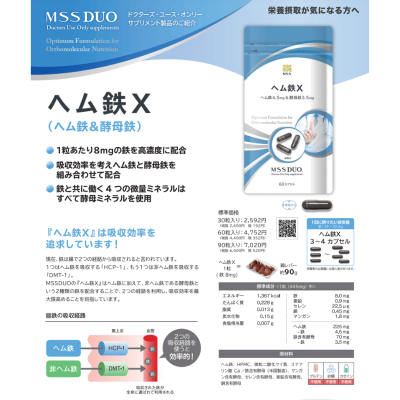ヘム鉄X（酵母ミネラル配合）（MSS） | TDC Beauty and Healthcare