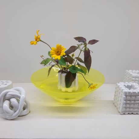 Birbira×qualia glassworks /Yellow Bowl & flower frog Baumkuchen