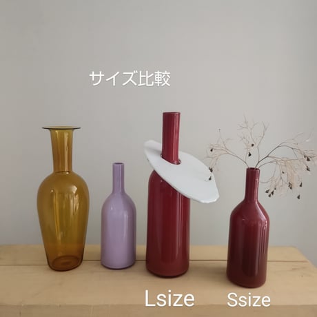 Birbira×qualia glassworks / Bottle vase with ceramic plate / Ssize