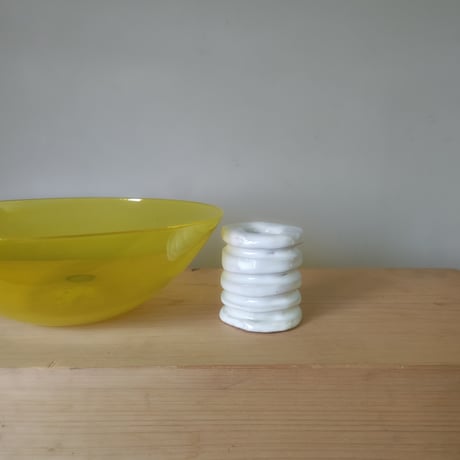 Birbira×qualia glassworks /Yellow Bowl & flower frog Baumkuchen