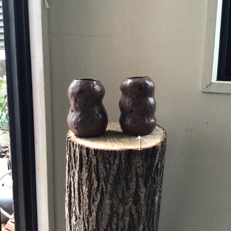 SAWA ISSHIKI / FLOWER VASE : chocochip BROWN 3waves