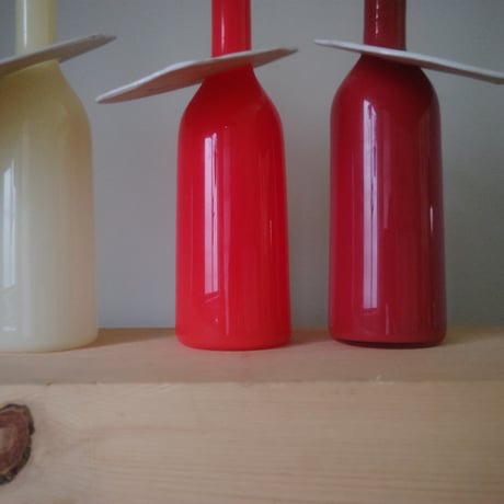 Birbira×qualia glassworks / Bottle vase with ceramic plate / Lsize