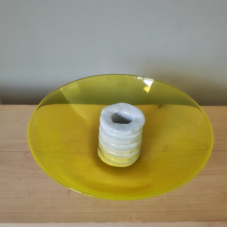 Birbira×qualia glassworks /Yellow Bowl & flower frog Baumkuchen