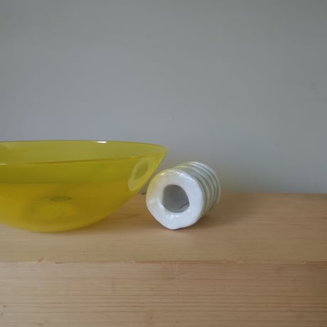 Birbira×qualia glassworks /Yellow Bowl & flower frog Baumkuchen