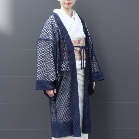 薄羽織「小花レース／紺」