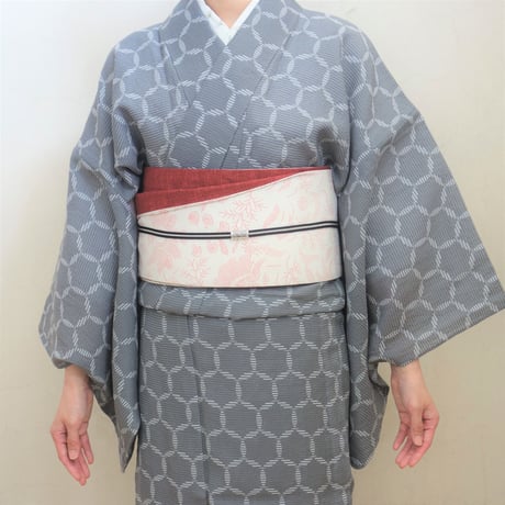 夏きもの「七宝／グレー」