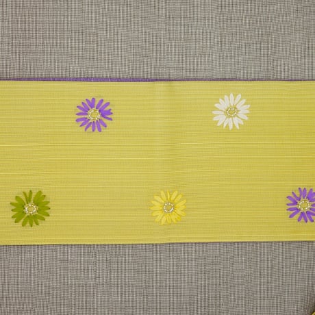 半巾帯「リボン刺繍／黄色」