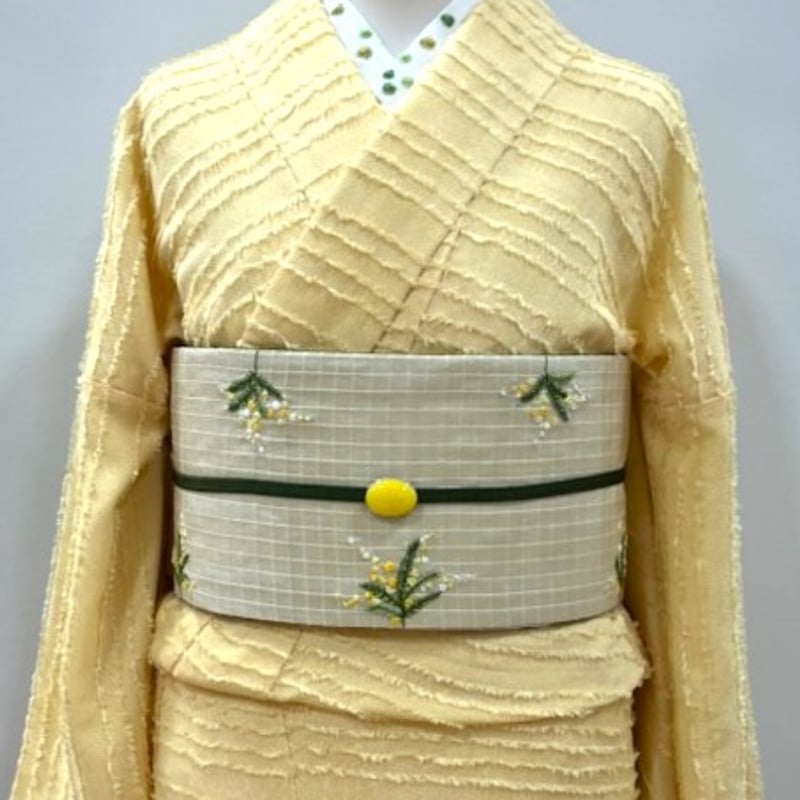 半巾帯「ミモザ刺繡」 | 着物ショップKosode