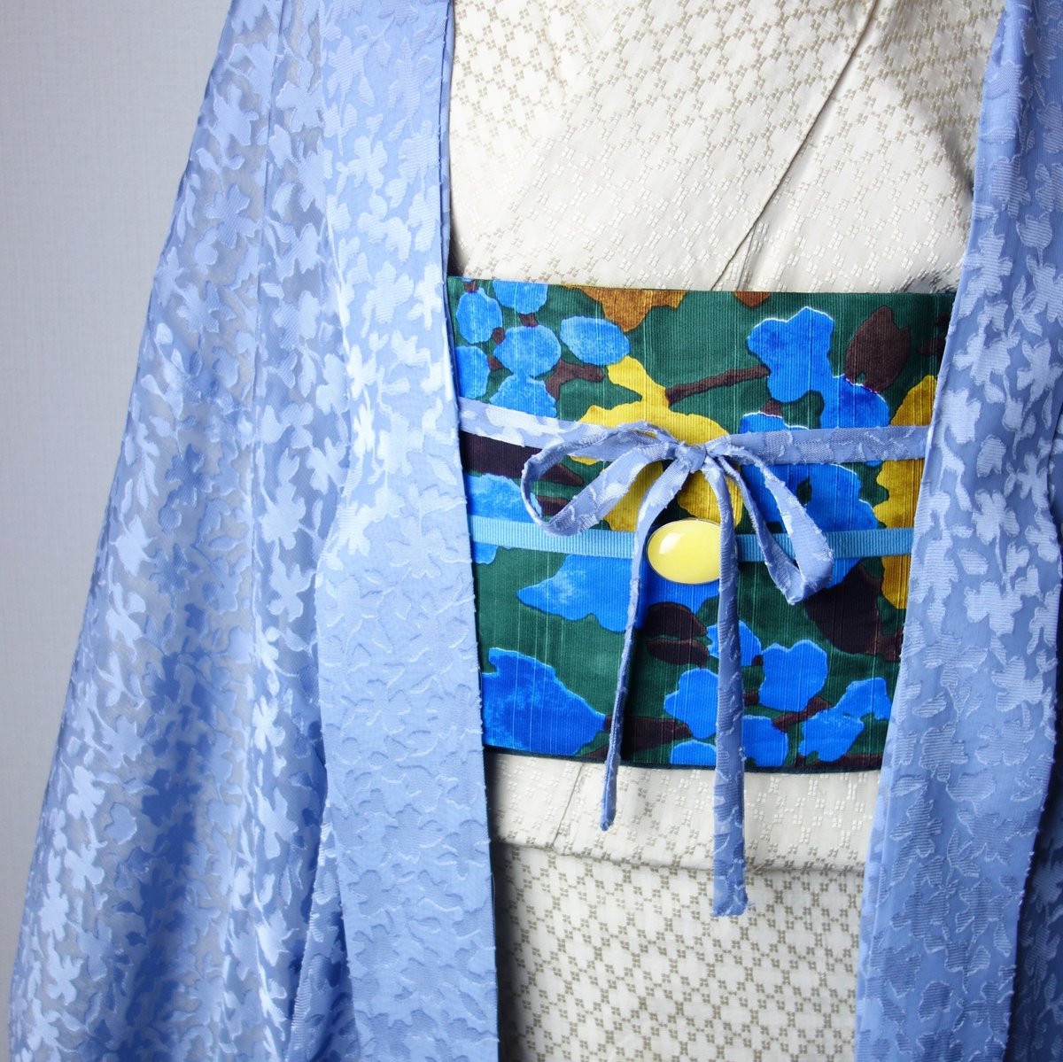 半巾帯「花の森／ブルー」 | 着物ショップKosode