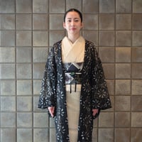 薄羽織「花レース／クロ」