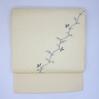 名護屋帯「白地市松刺繍」