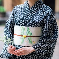 夏きもの「白黒／幾何」