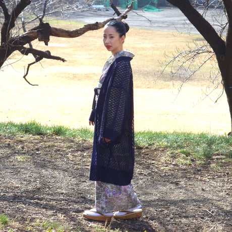 薄羽織「小花レース／紺」