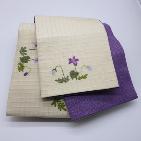 半巾帯「スミレ刺繍」